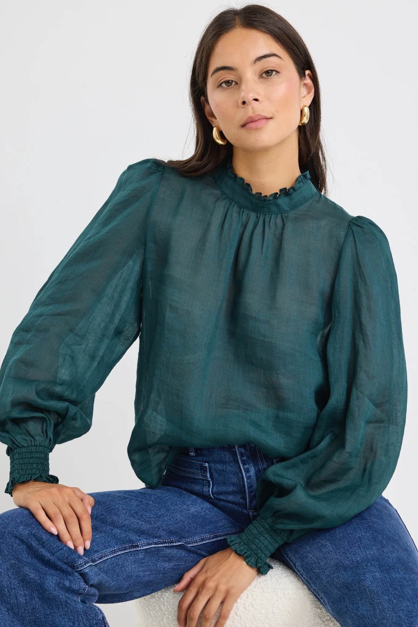 Poet Sheer Top - Forest