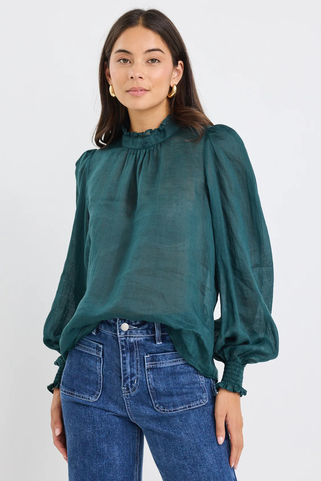 Poet Sheer Top - Forest