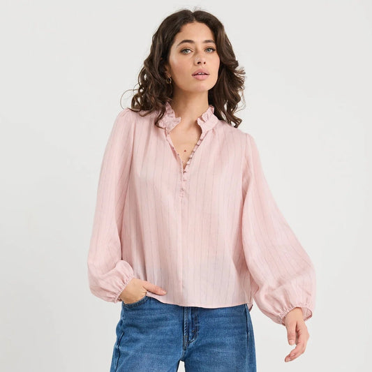 Premise High Necked Buttoned Top