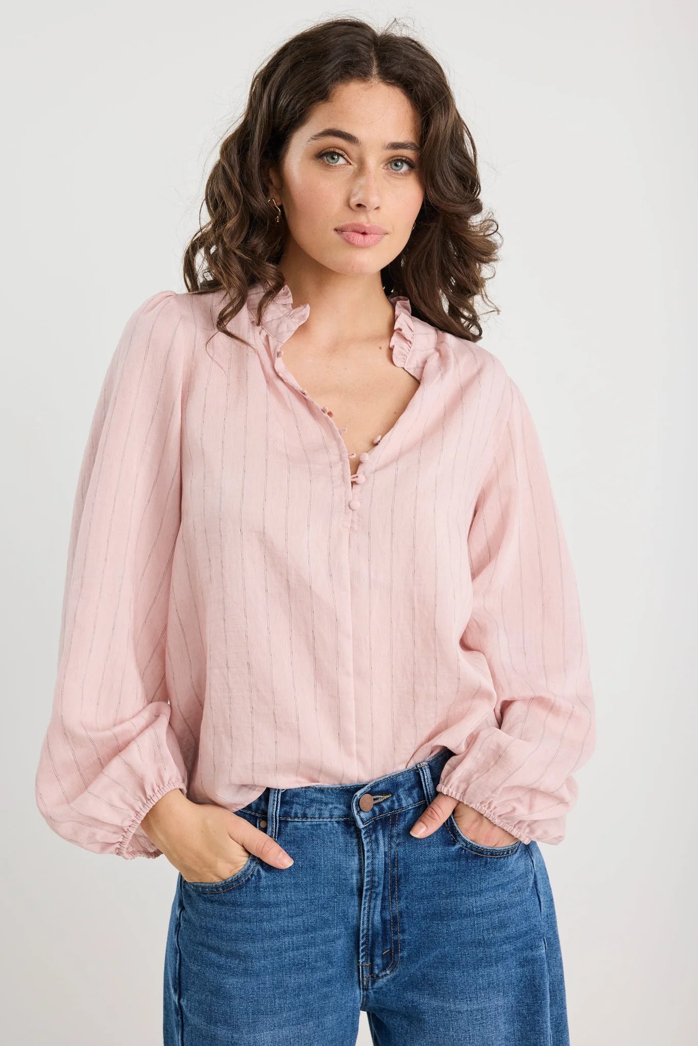 Premise High Necked Buttoned Top