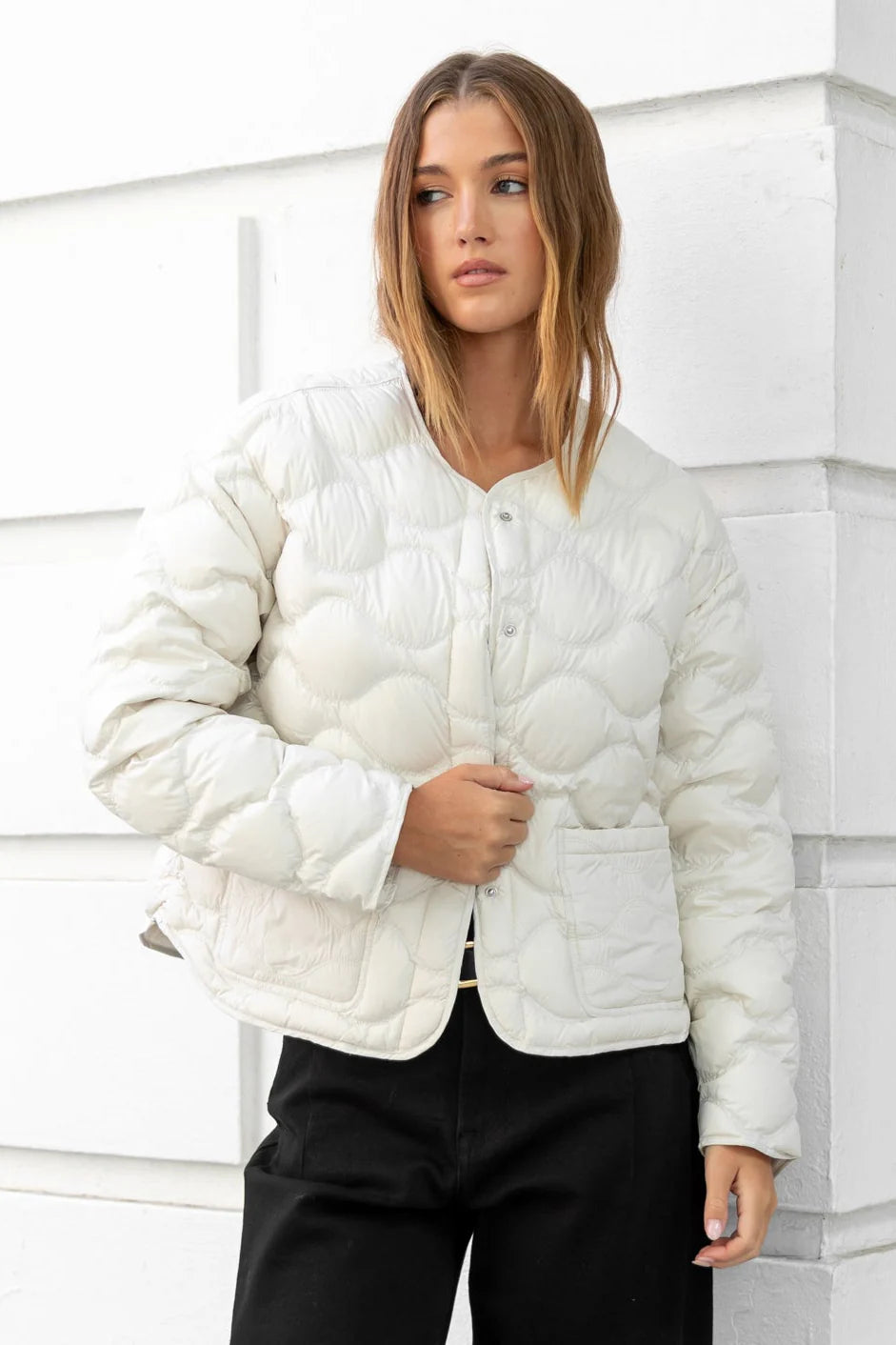 Premium Down Filled Quilted Jacket - Putty