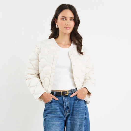 Premium Down Filled Quilted Jacket - Putty