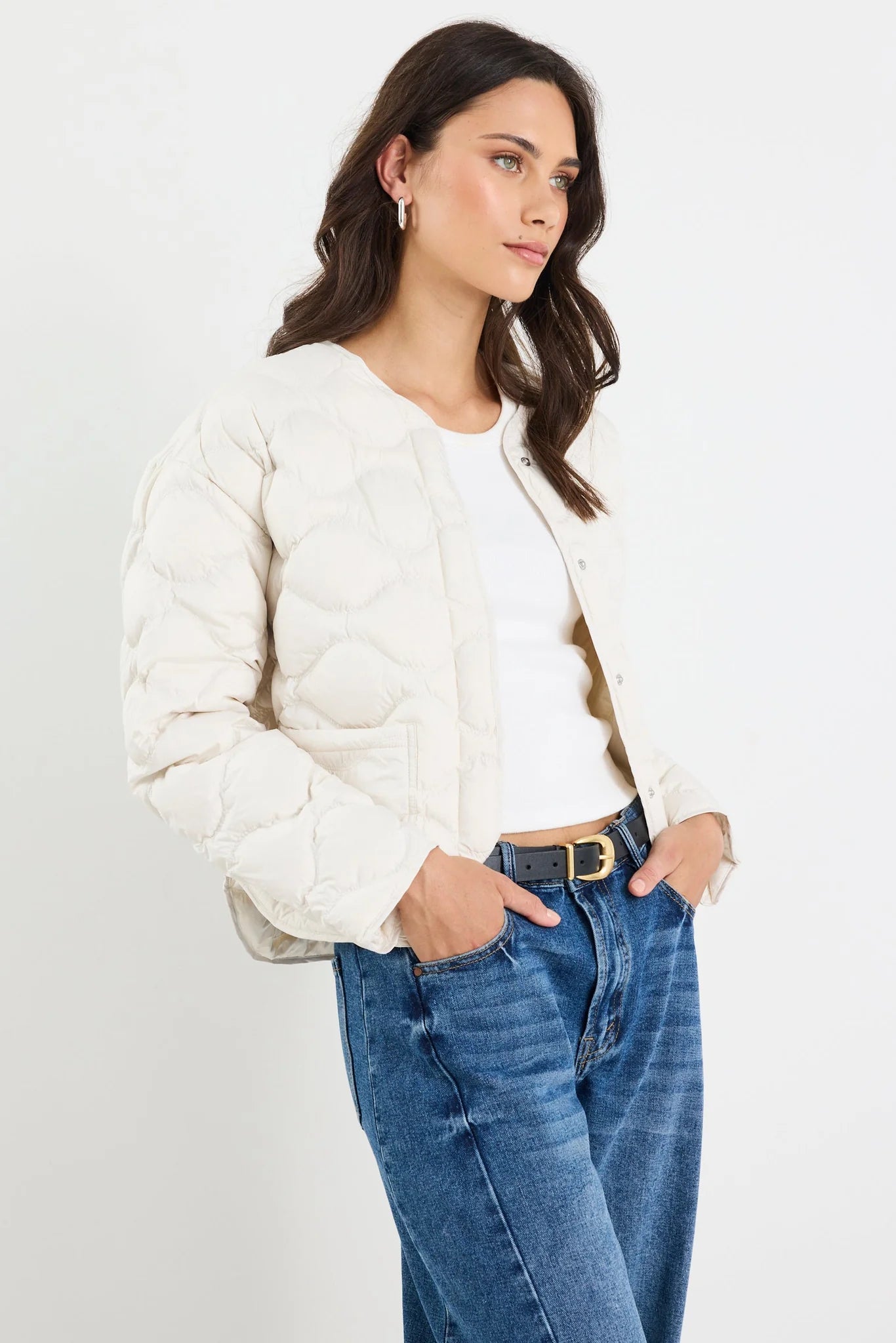 Premium Down Filled Quilted Jacket - Putty