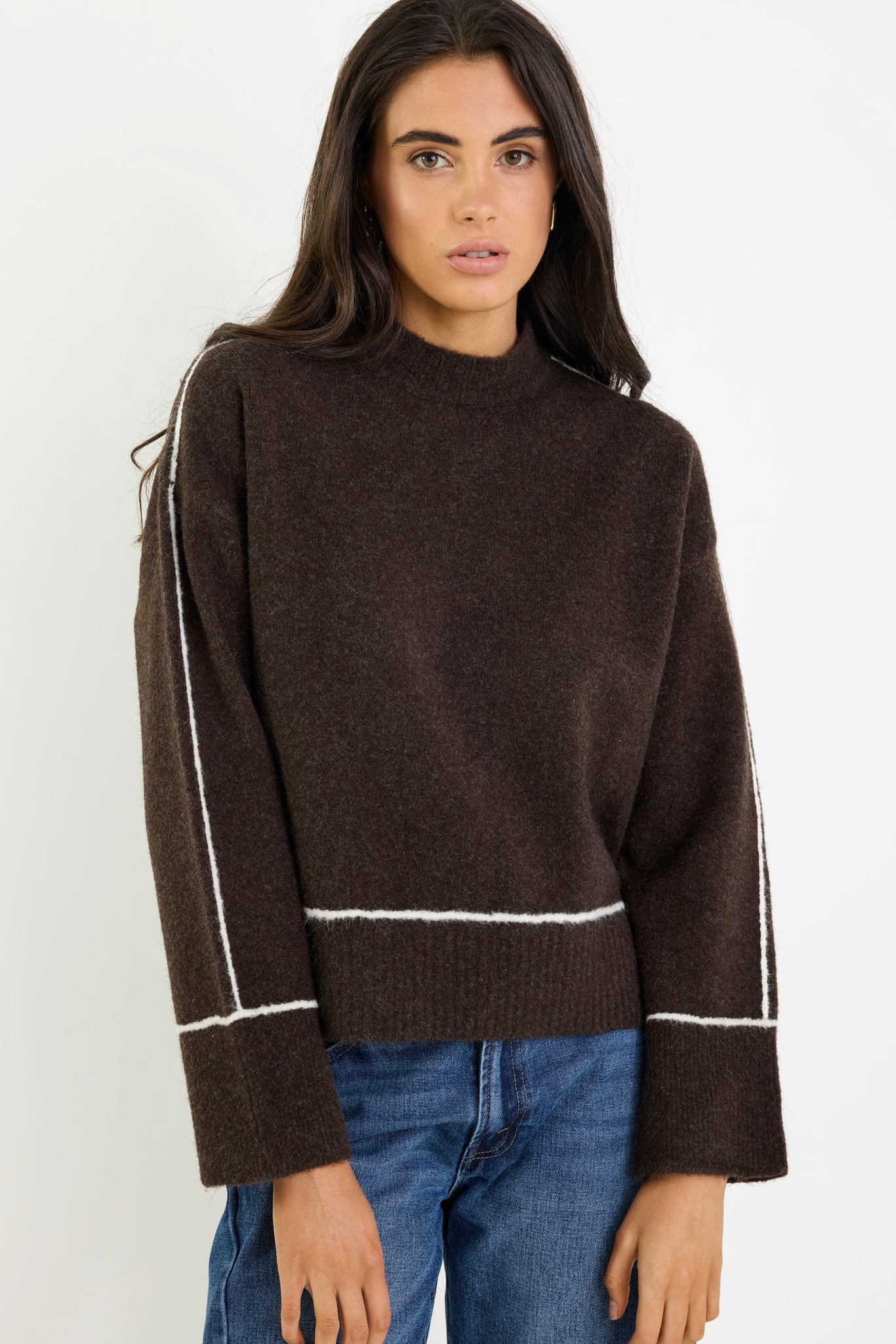Quest Contrast Detail Jumper - Chocolate