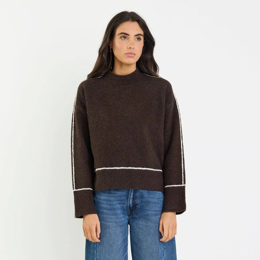 Quest Contrast Detail Jumper - Chocolate