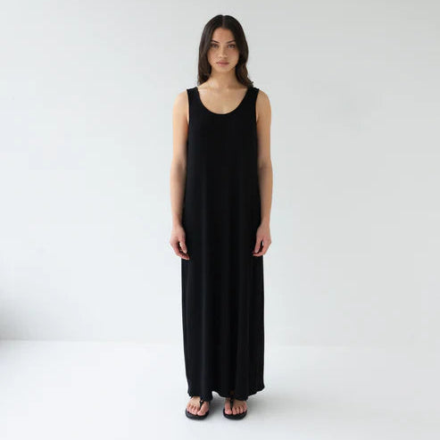 Rib Knit Dress - Black
