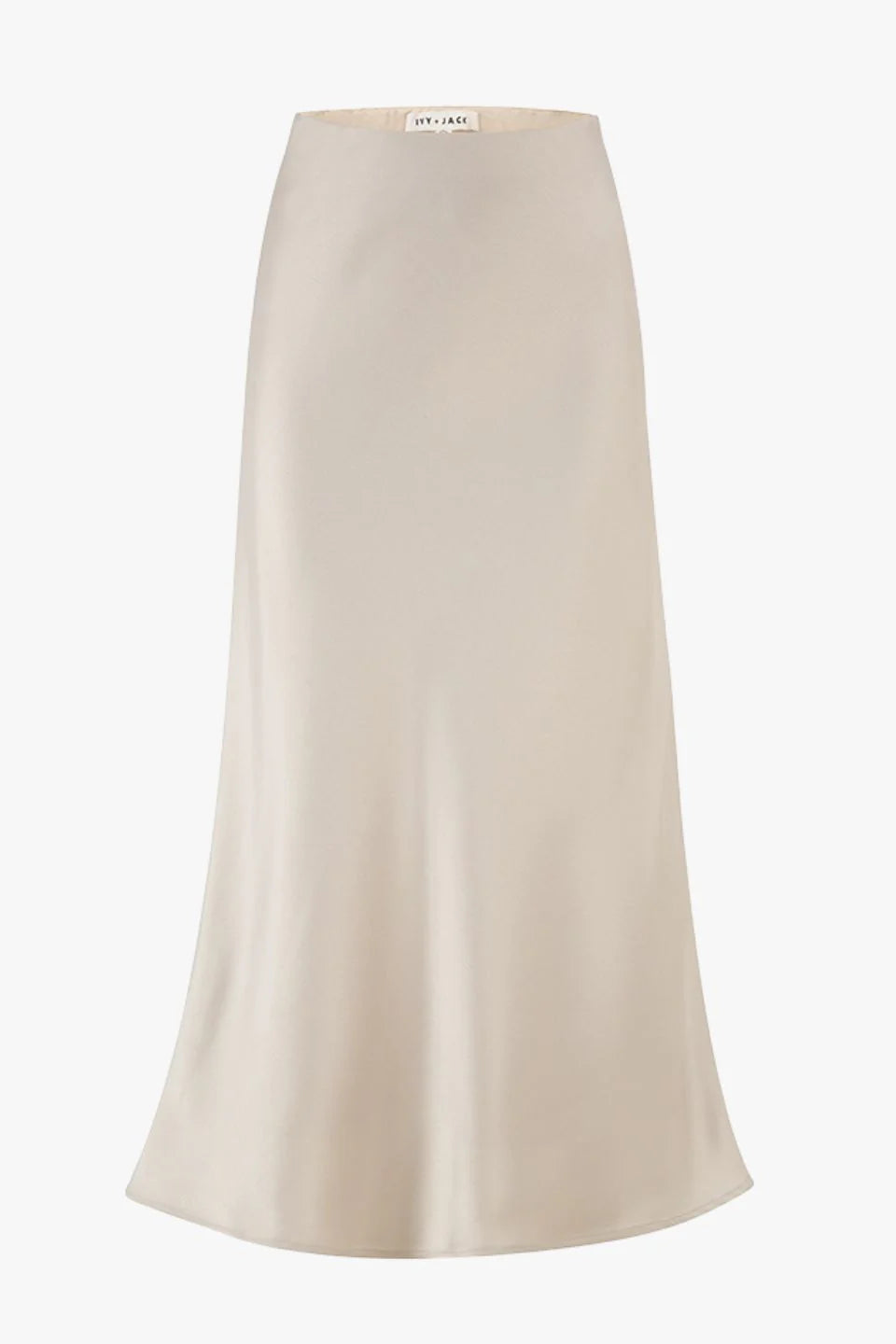 Rosette Pearl Satin Bias Midi Skirt