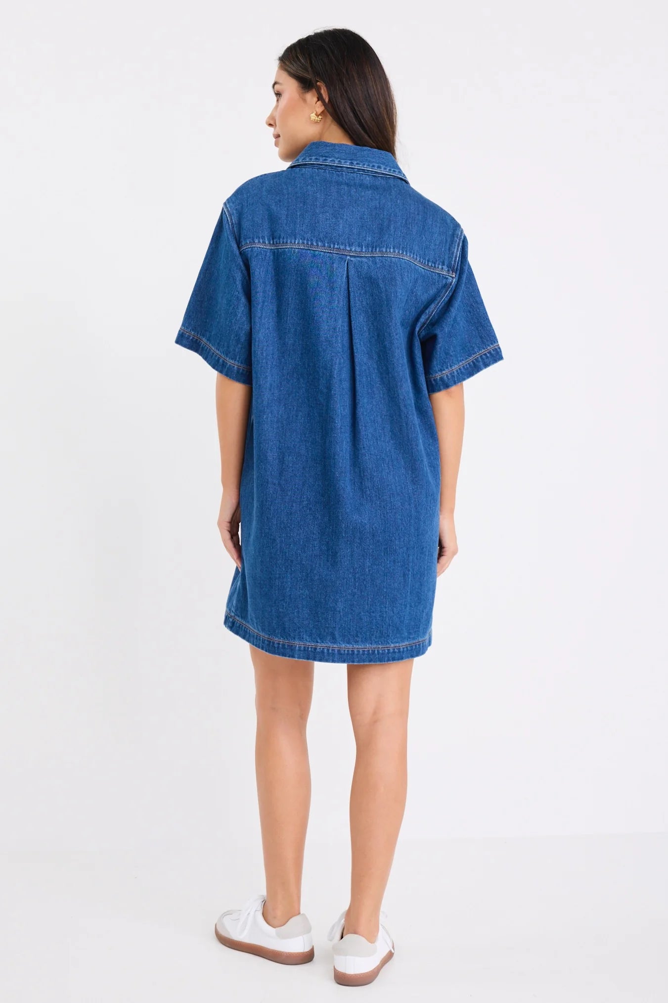 Shortcut Mini Shirt Dress - Storm Blue Denim