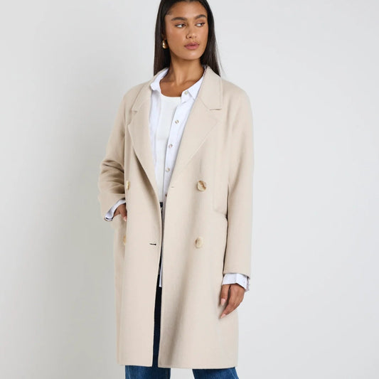Stockholm Wool Blend Double Breasted Coat - Pumice
