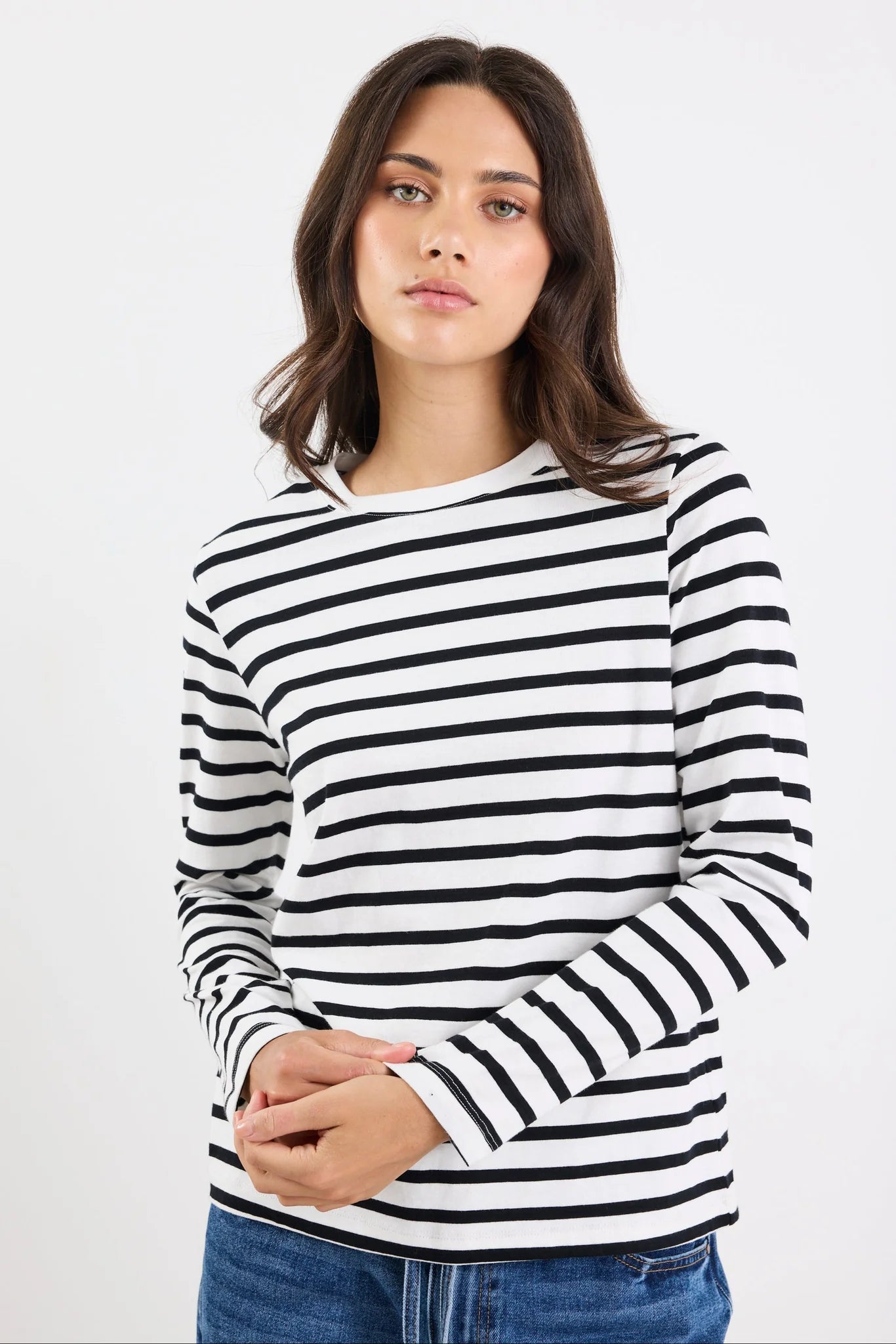 Tether Long Sleeve Tee - Black & White Stripe