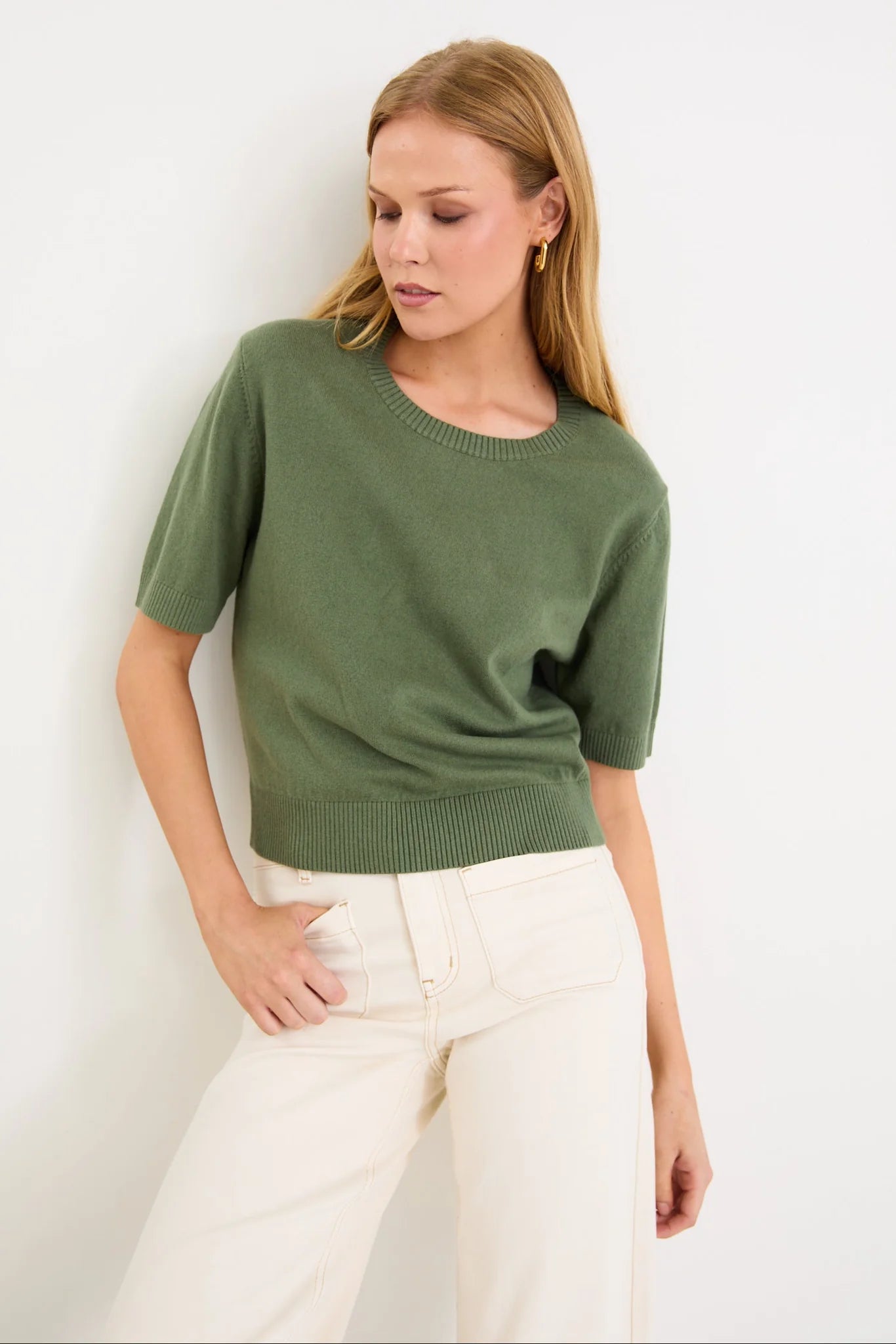 Topic Cashmere Blend Tee - Khaki