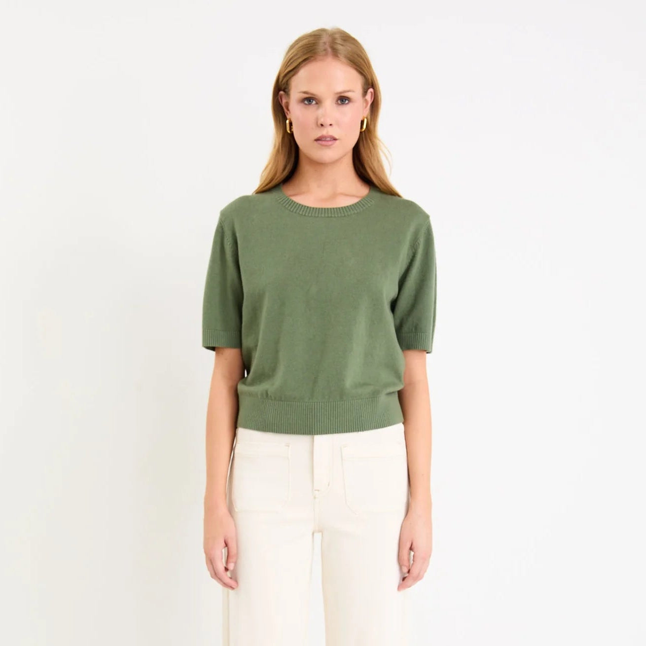 Topic Cashmere Blend Tee - Khaki