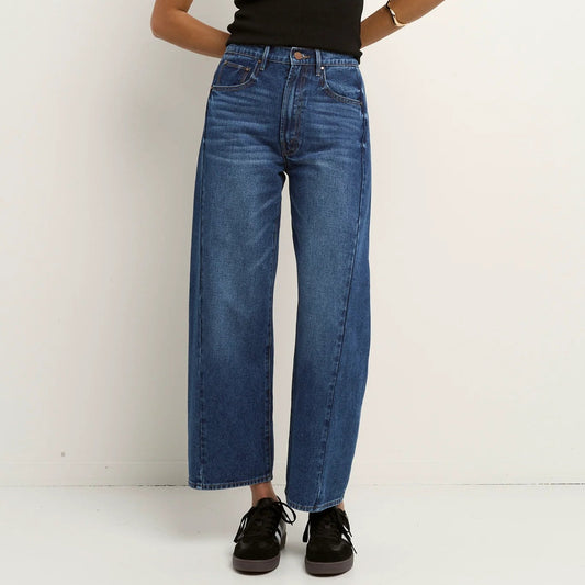 Varsity Forward Seam Barrel Jeans - Deep Blue