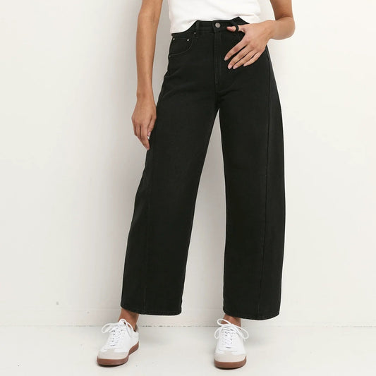 Varsity Forward Seam Barrel Jeans - Black Wash