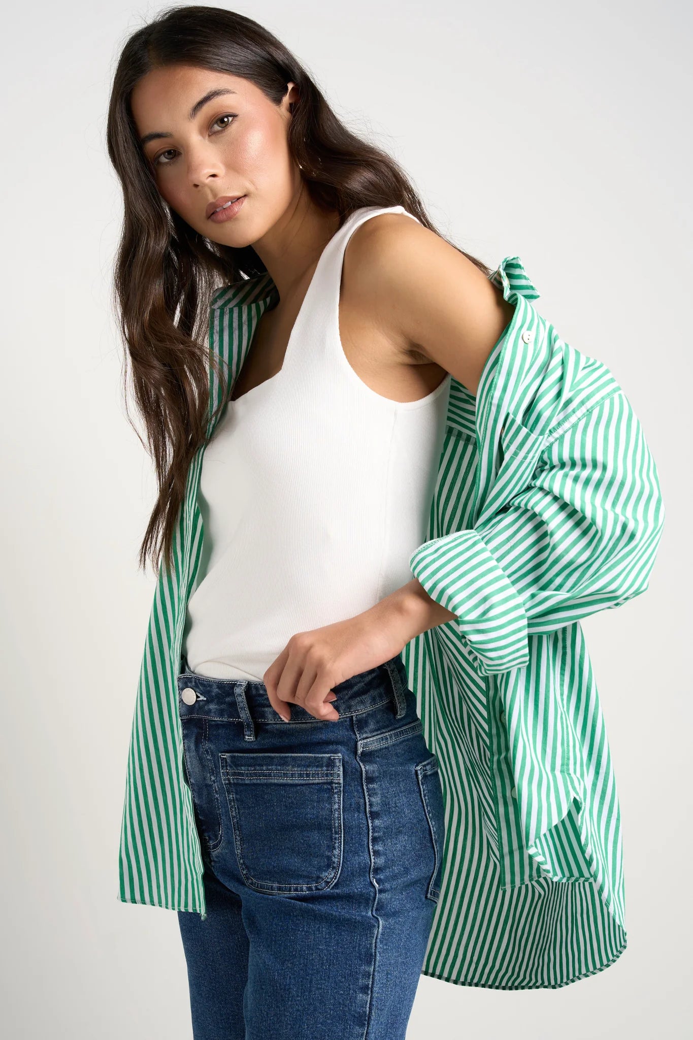 You Got This - Green Stripe Oversized Shirt