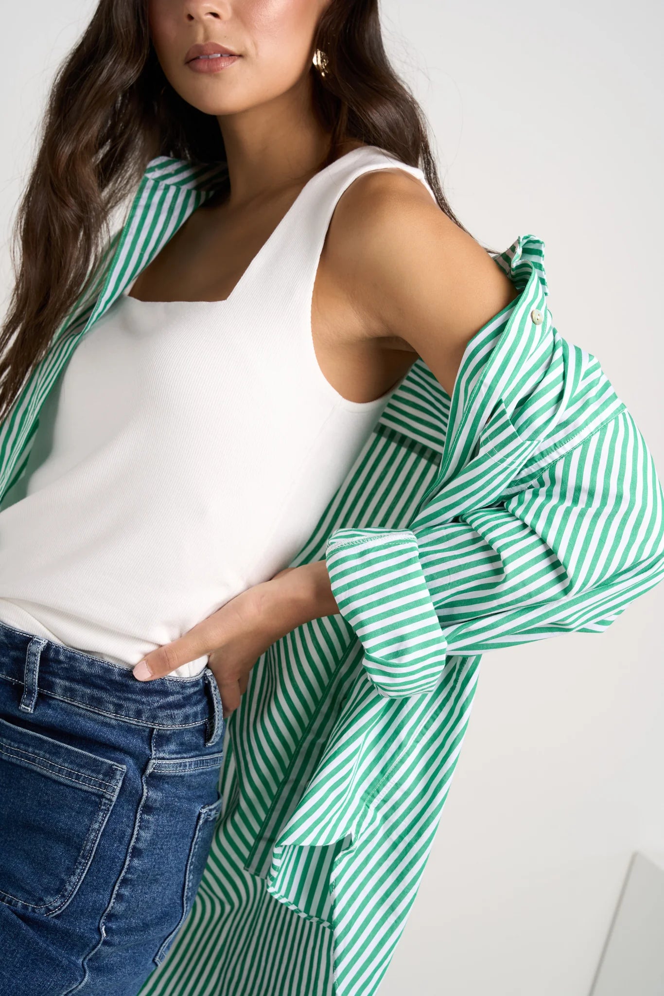 You Got This - Green Stripe Oversized Shirt