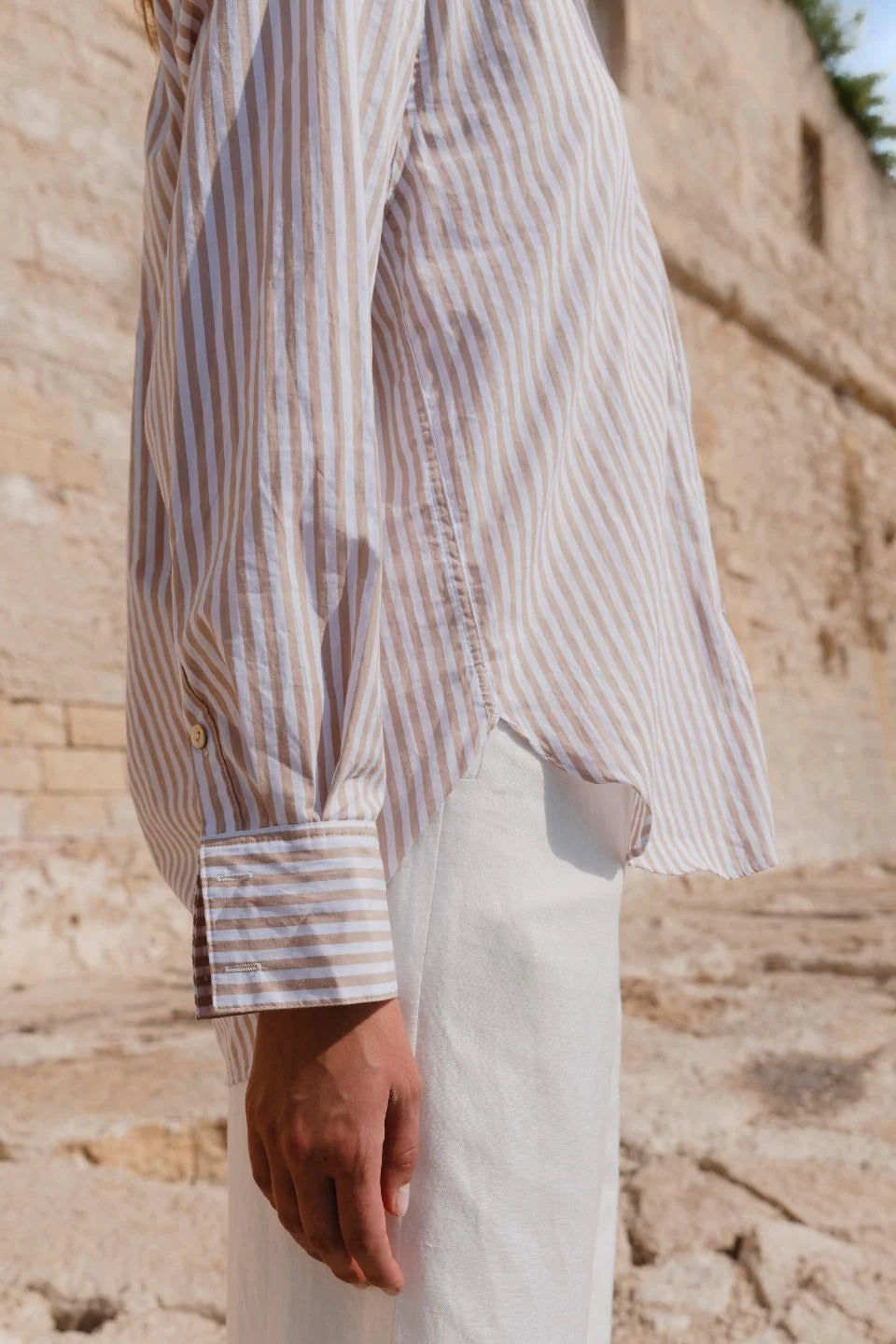 You Got This Ecru Stripe Poplin Oversized Shirt - Ecru