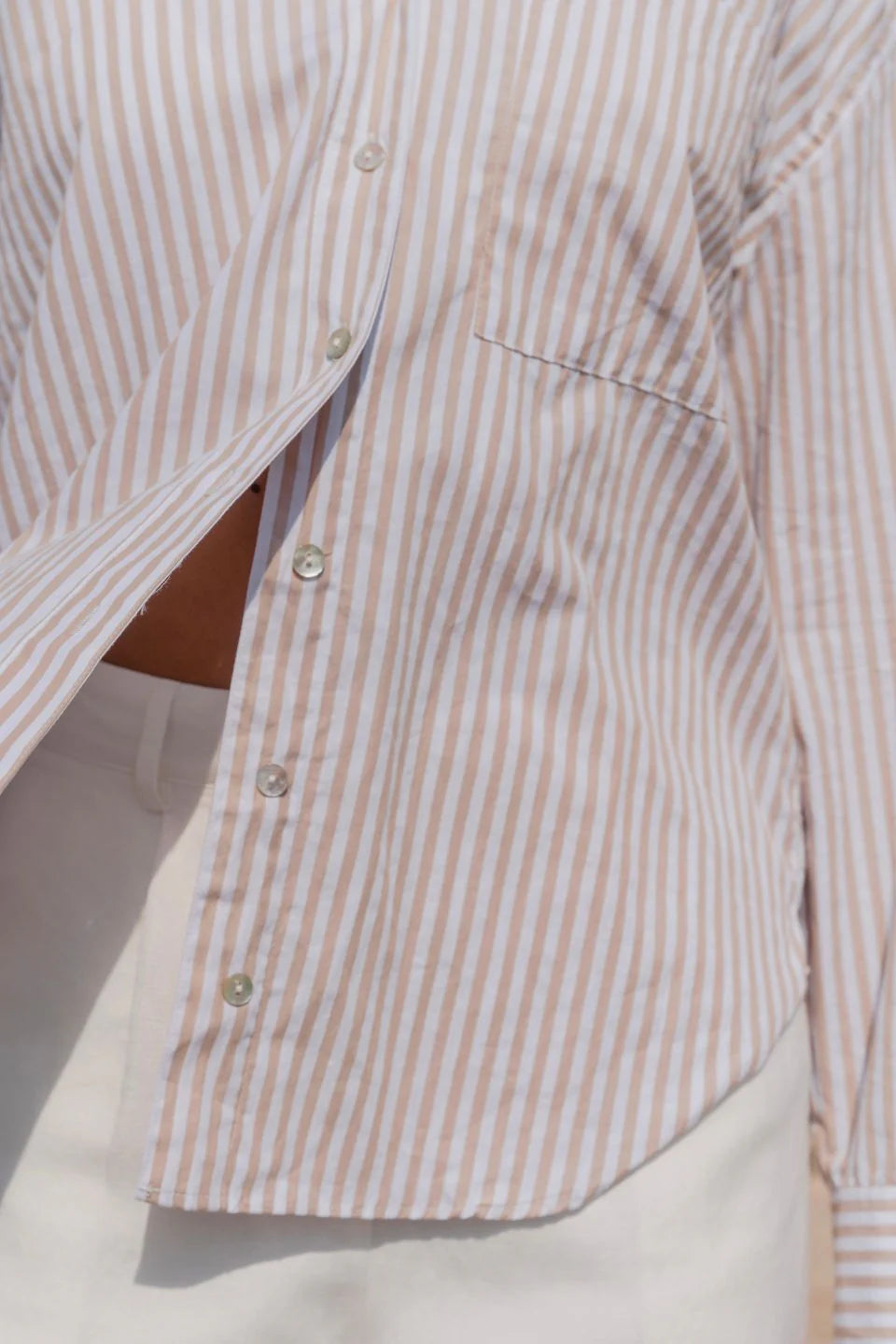 You Got This Ecru Stripe Poplin Oversized Shirt - Ecru