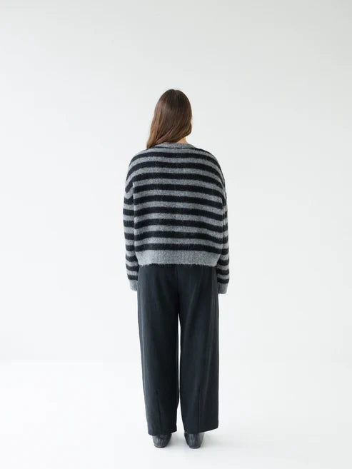 Alpaca Blend Cardigan - Graphite Stripe