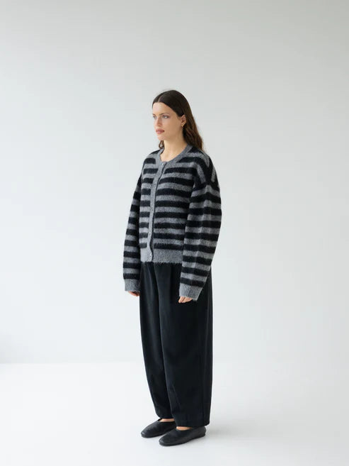 Alpaca Blend Cardigan - Graphite Stripe