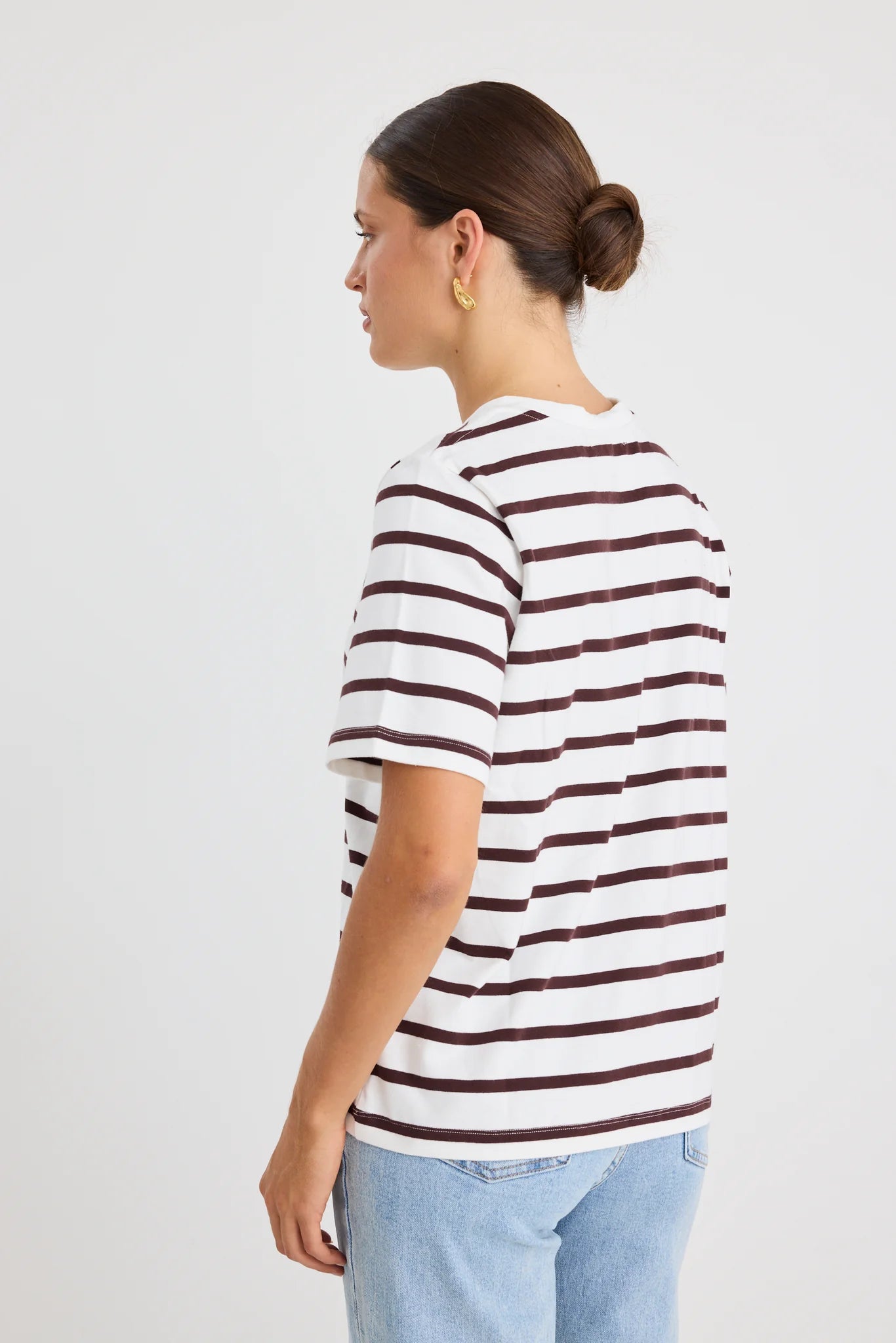 Binding Boxy Tee - Chocolate Stripe