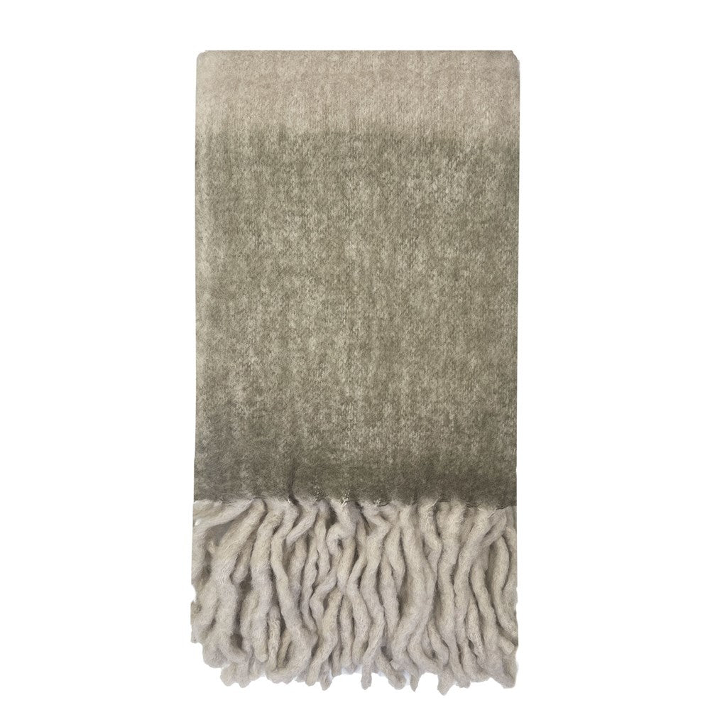 Bliss Wool Mohair Blend Throw - Sage/Beige