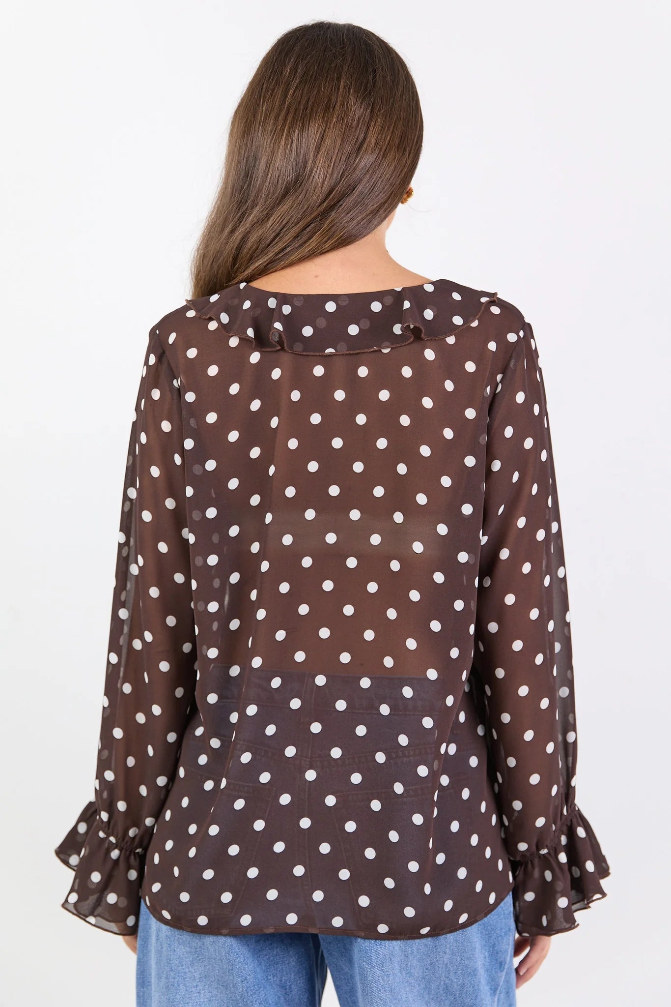 Bohemian Polka Dot Blouse - Chocolate