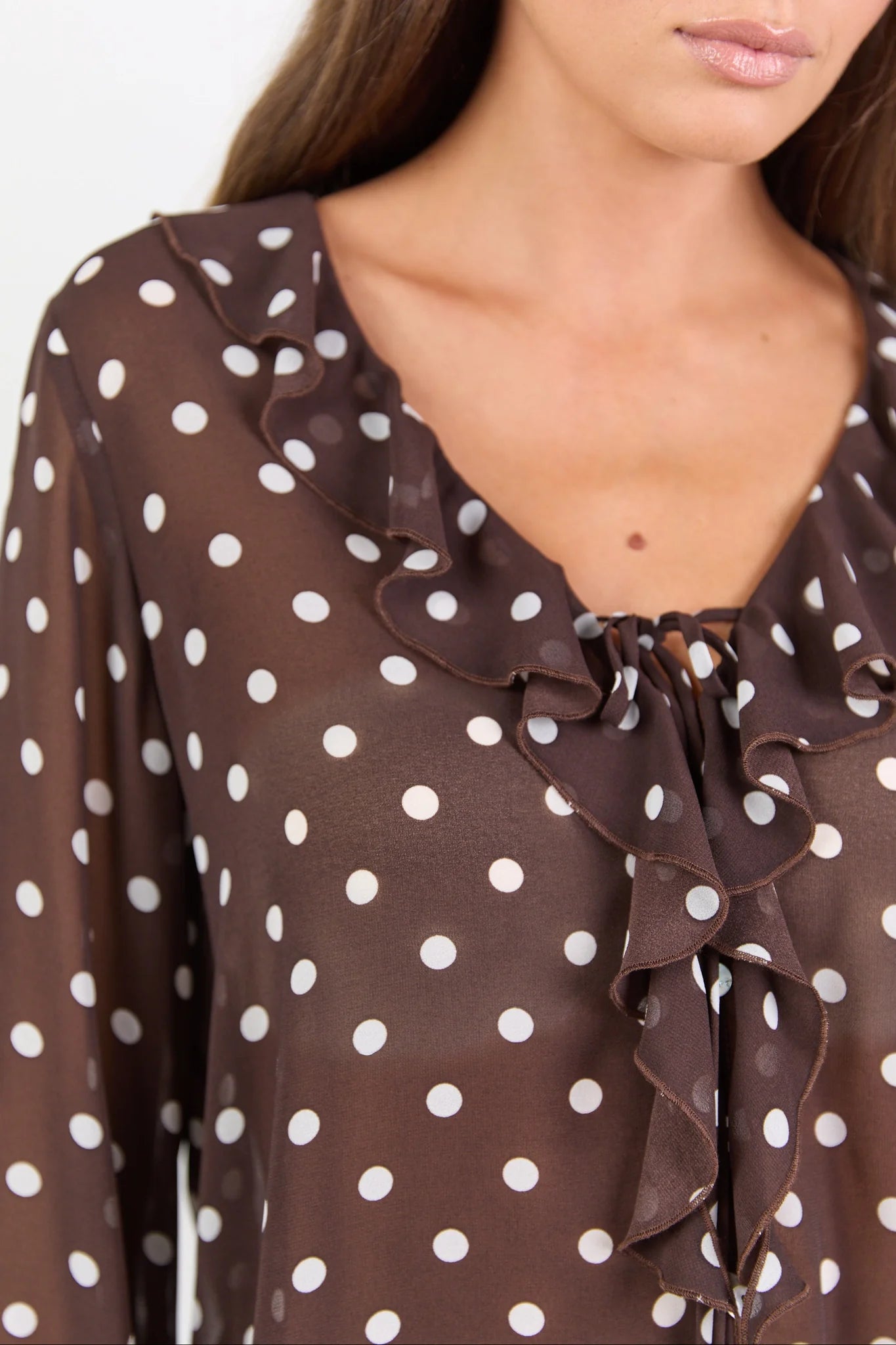Bohemian Polka Dot Blouse - Chocolate