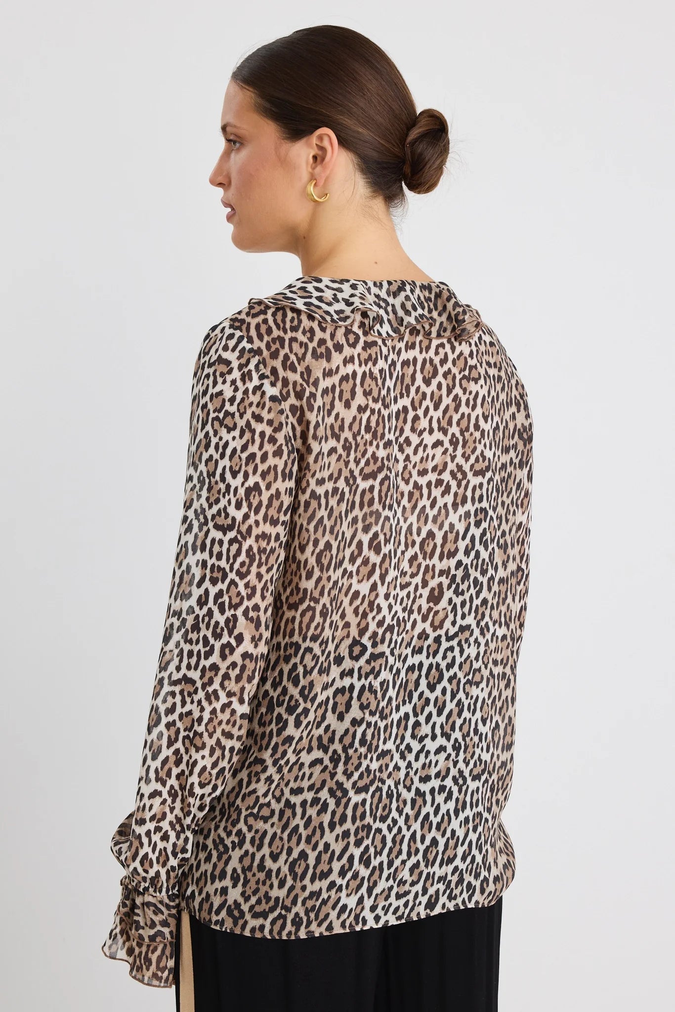 Bohemian Frill Front Top - Leopard