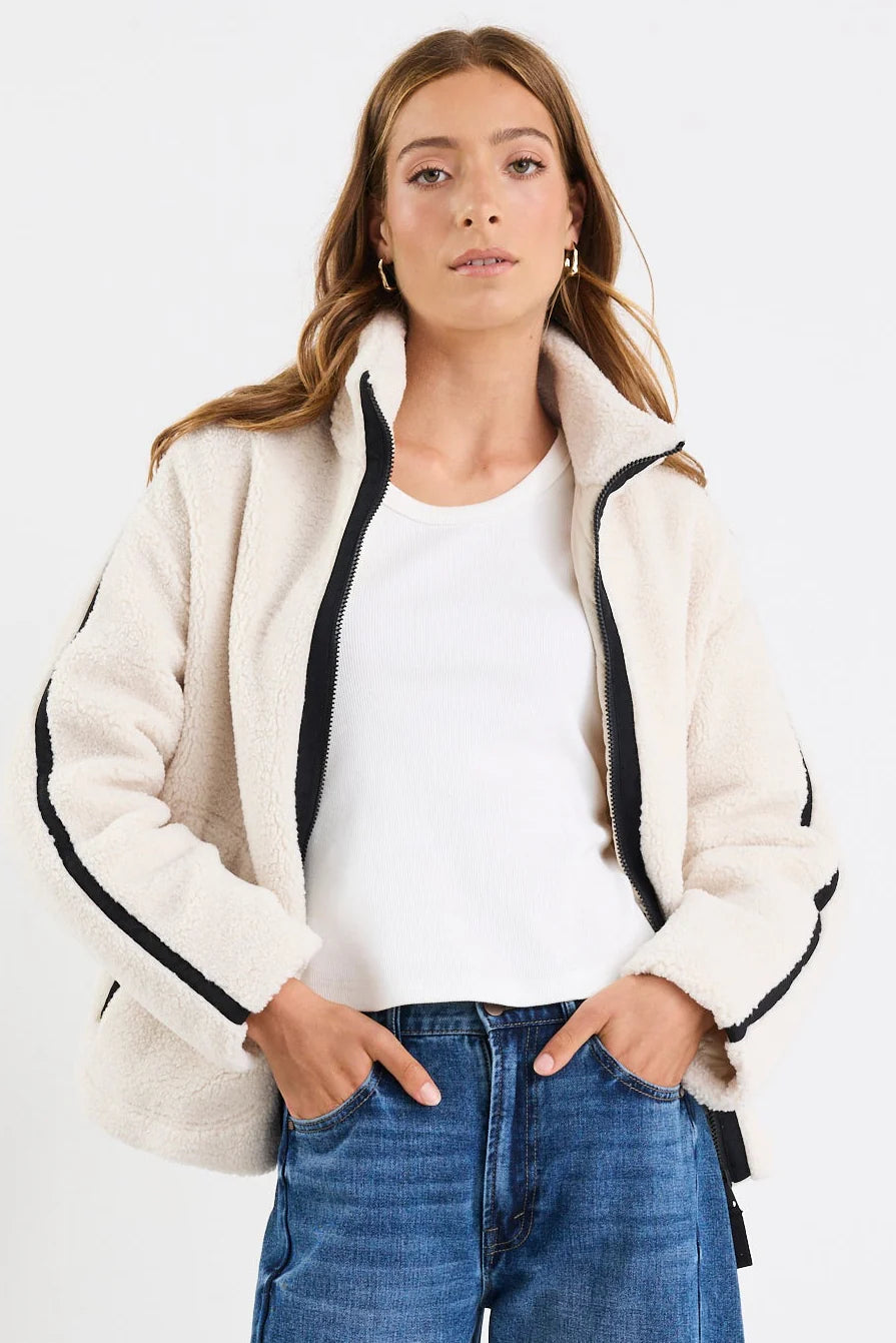 Chalet Sherpa Collared Jacket - Taupe