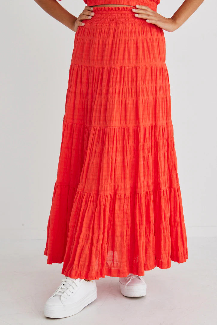 Charming Shirred Cotton Tiered Skirt + Colours