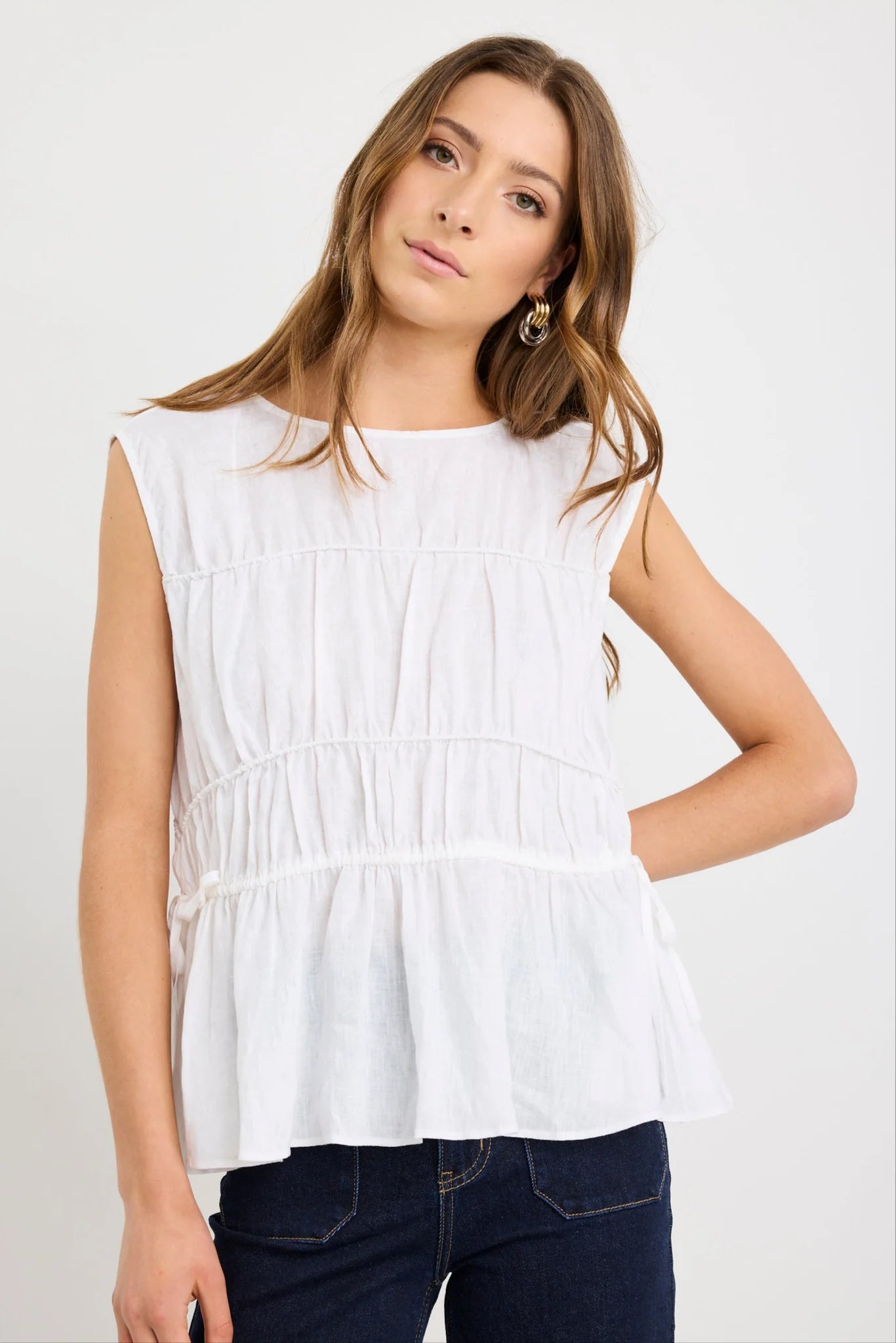 Context Linen Sleeveless Top - Ivory