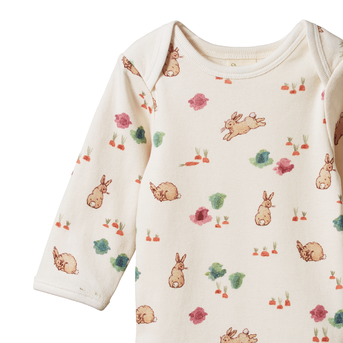 Cotton Long Sleeve Bodysuit - Country Bunny Print