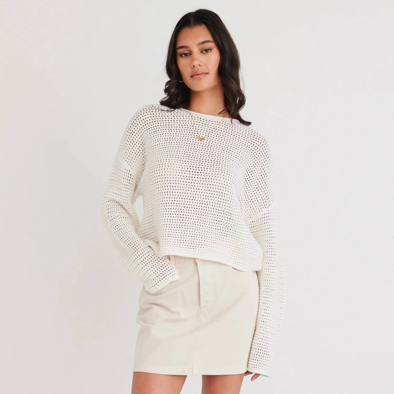Dawn Crochet Knit Jumper -  Ivory