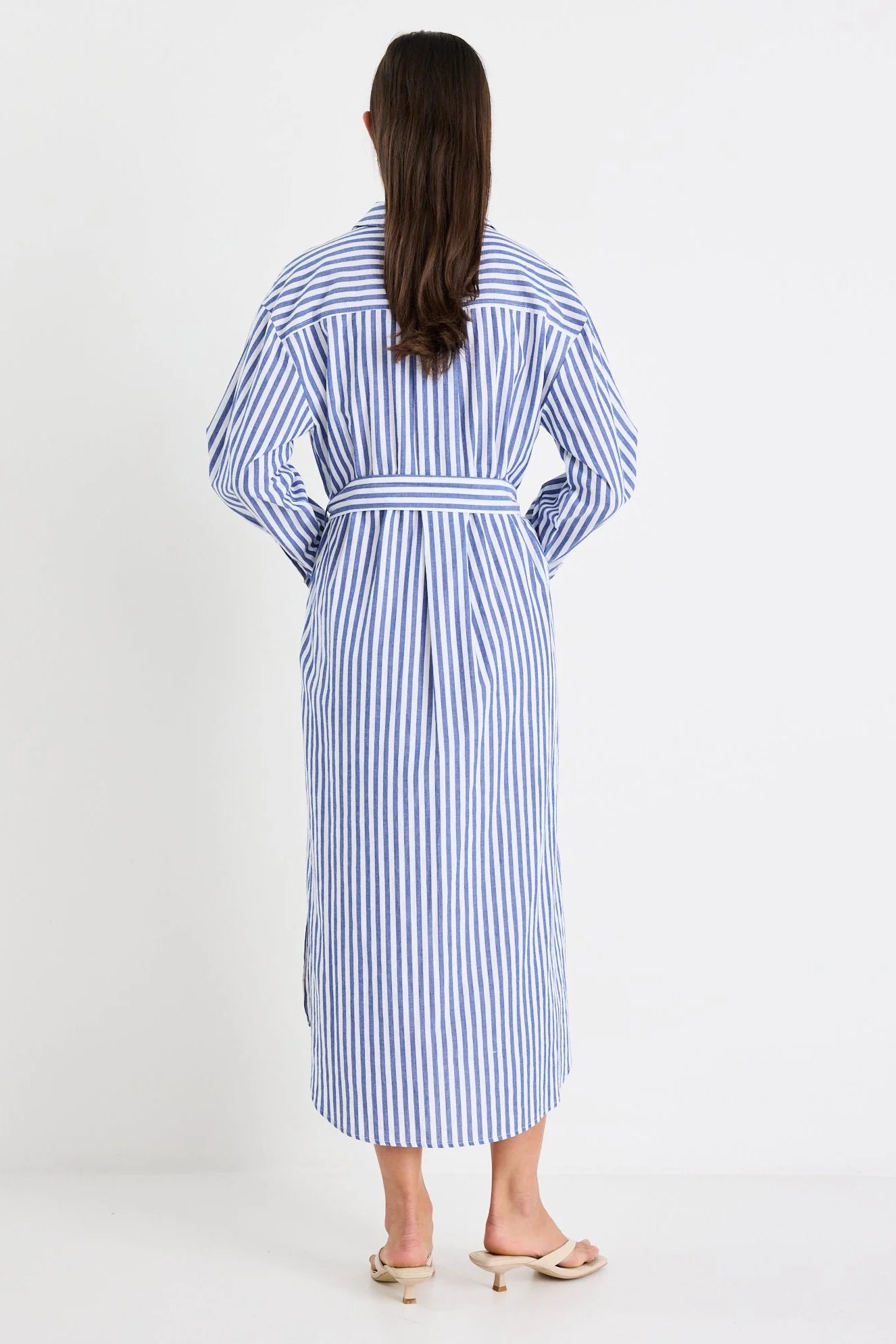 Forward Cotton Midi Dress - Blue Stripe