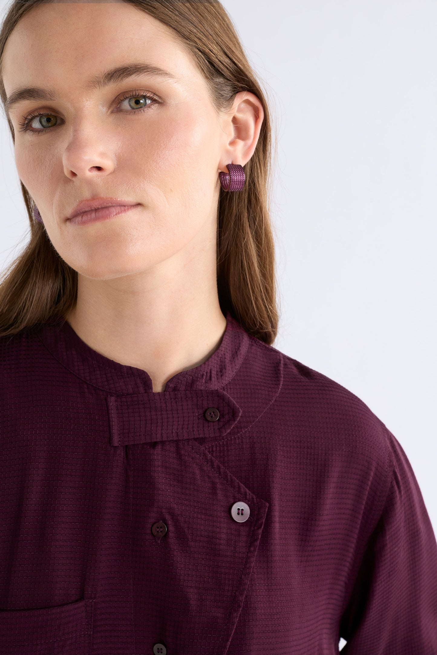 Glynn Small Hoop Earring - Shiraz or Dark Olive