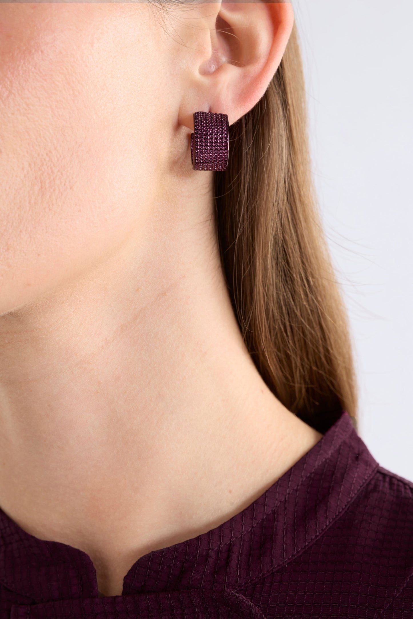 Glynn Small Hoop Earring - Shiraz or Dark Olive