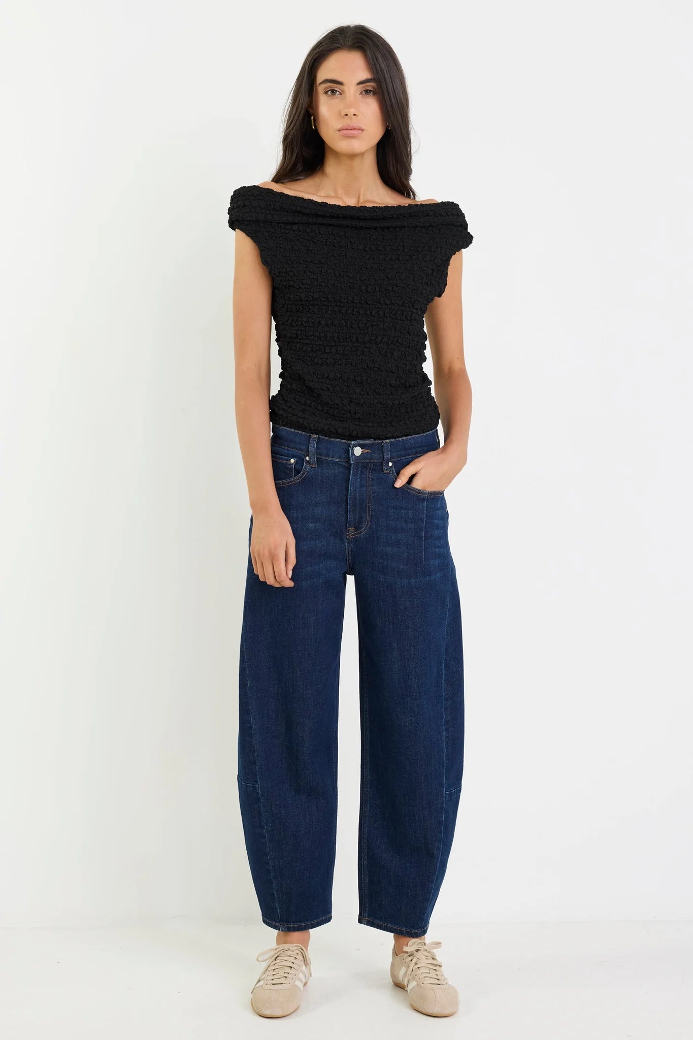 Graduate Stretch Barrel Jeans - Dark Blue