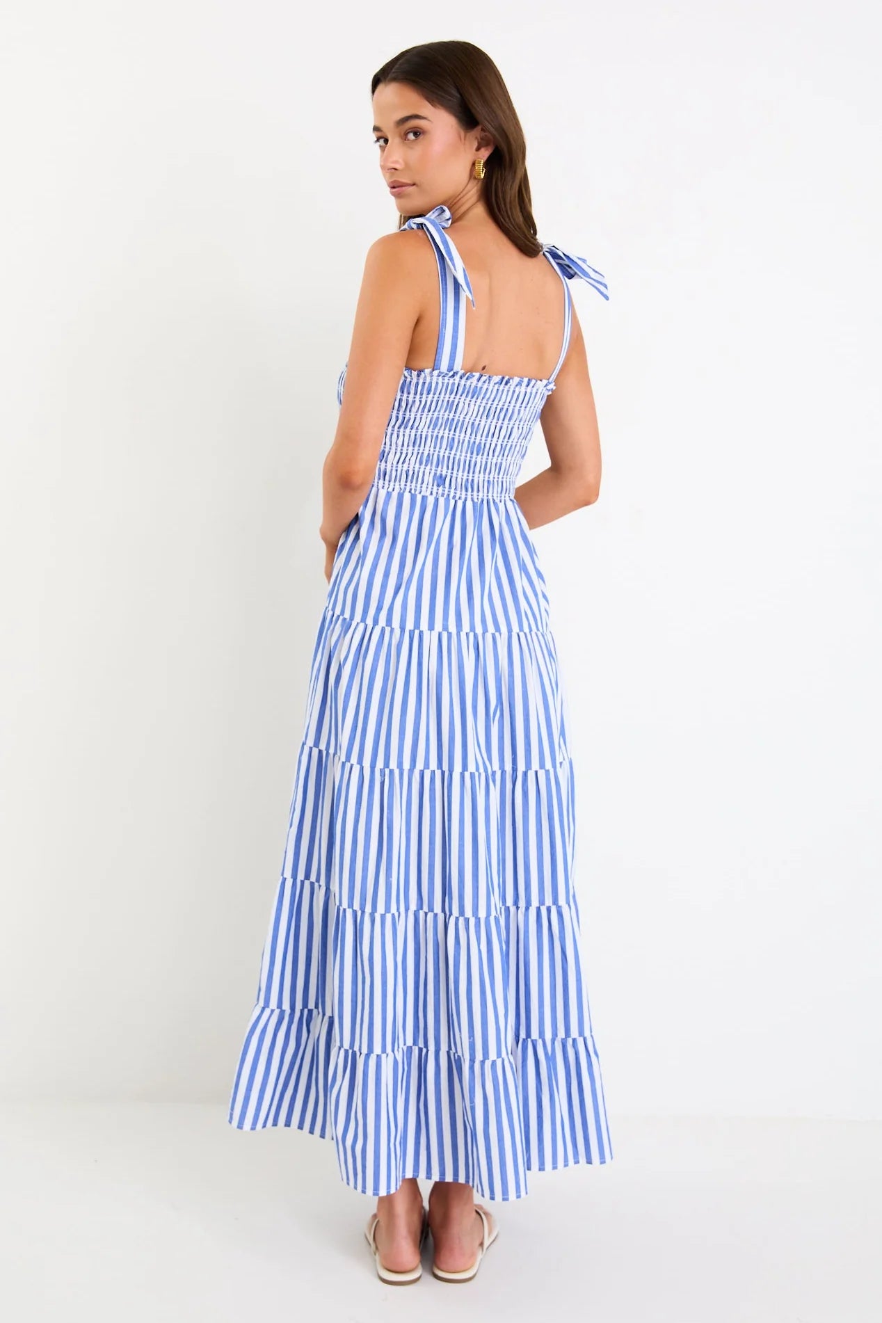 Isabella Strappy Maxi Dress - Bright Blue Stripe