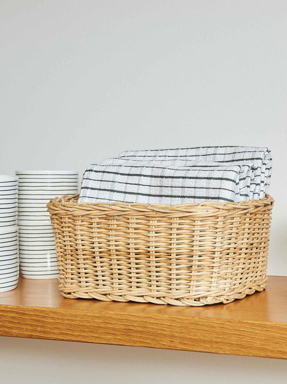 Heavy Cotton Tea Towel - Olive/White