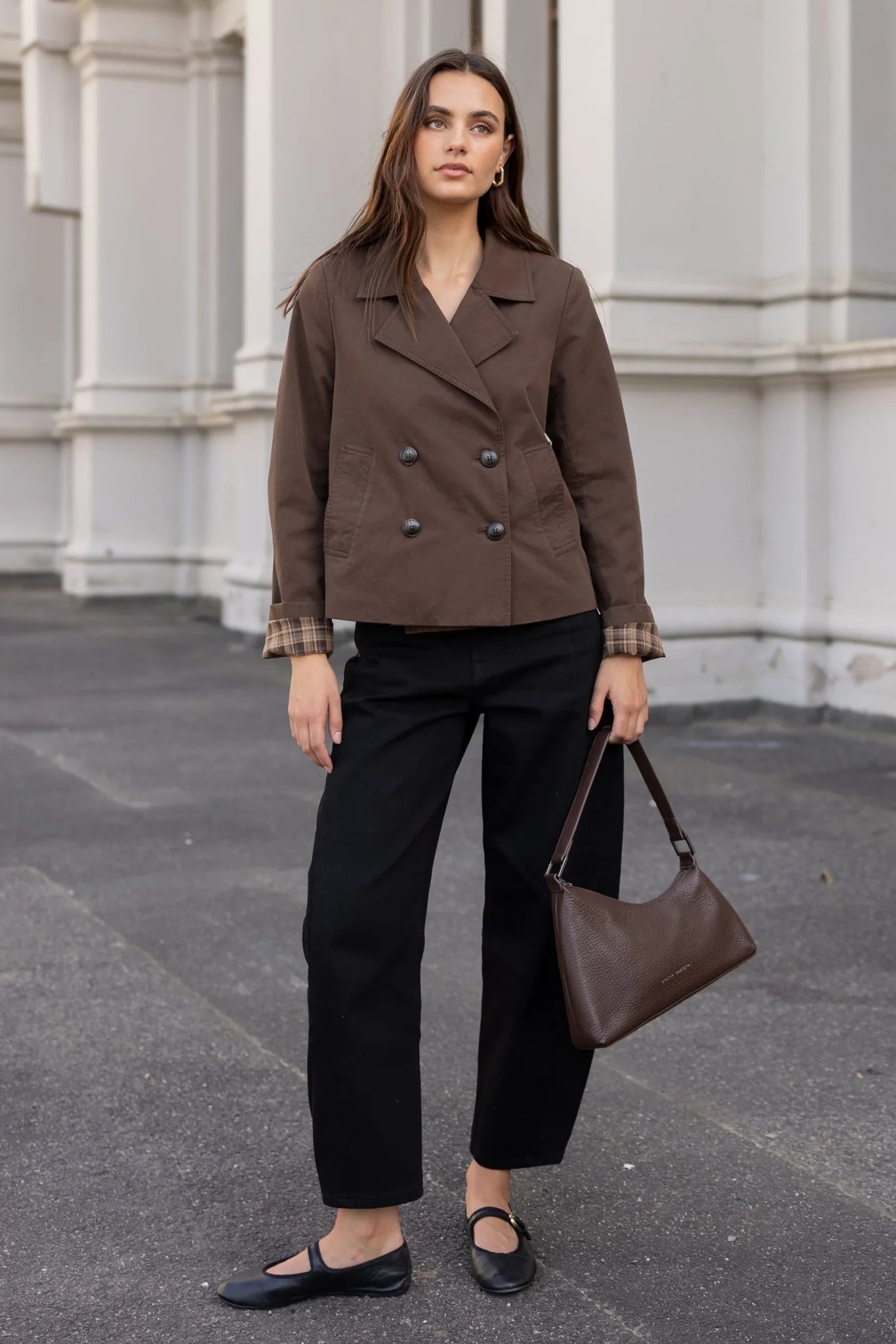 Pathway Cropped Trench Jacket - Chocolate