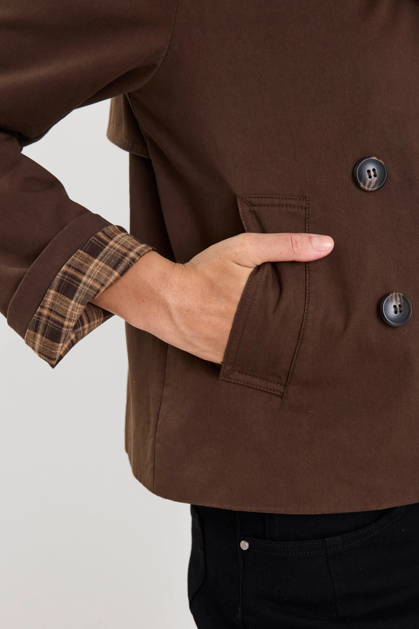 Pathway Cropped Trench Jacket - Chocolate