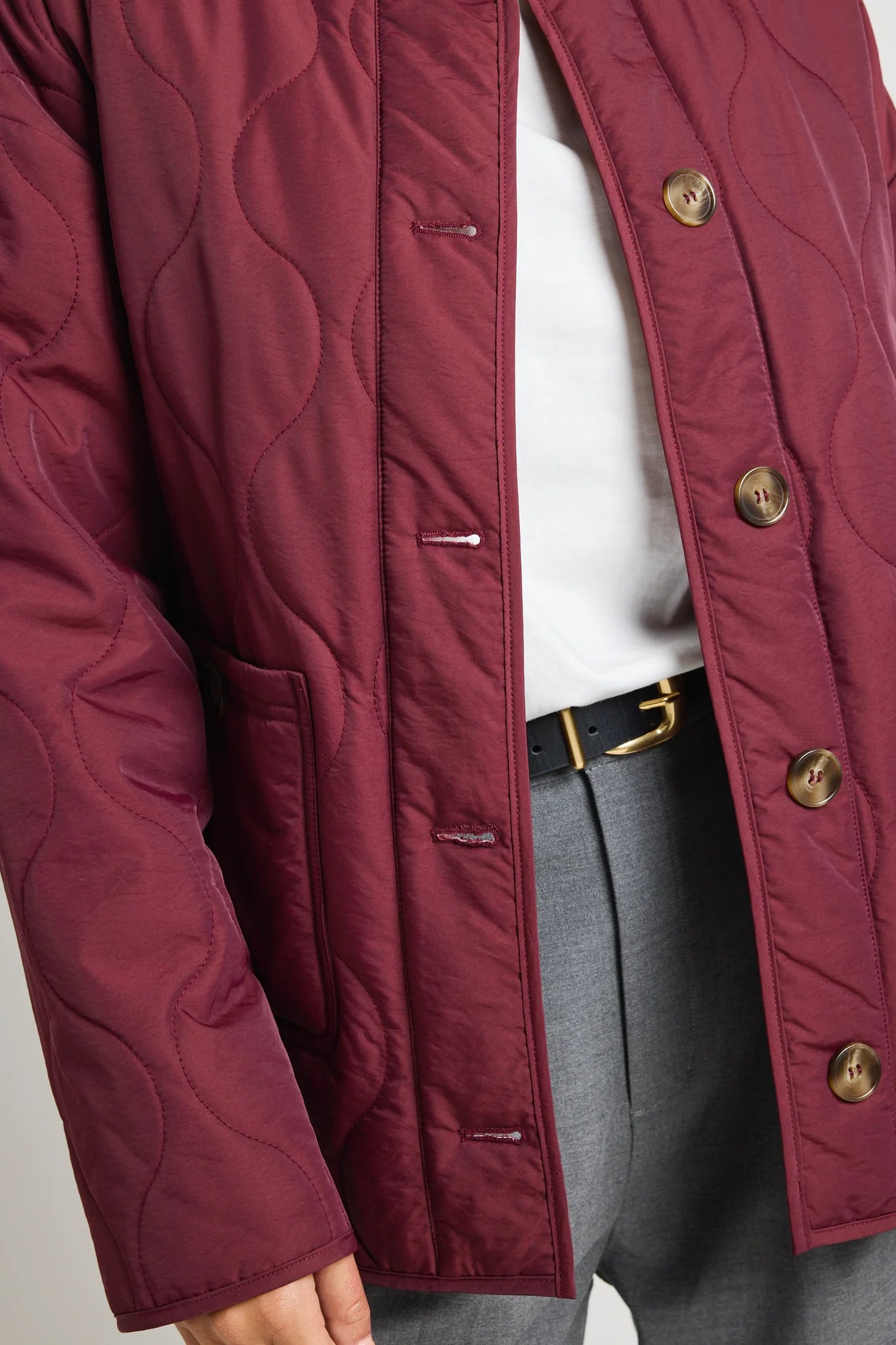 Peak Oversized Padded Shell Jacket - Burgundy