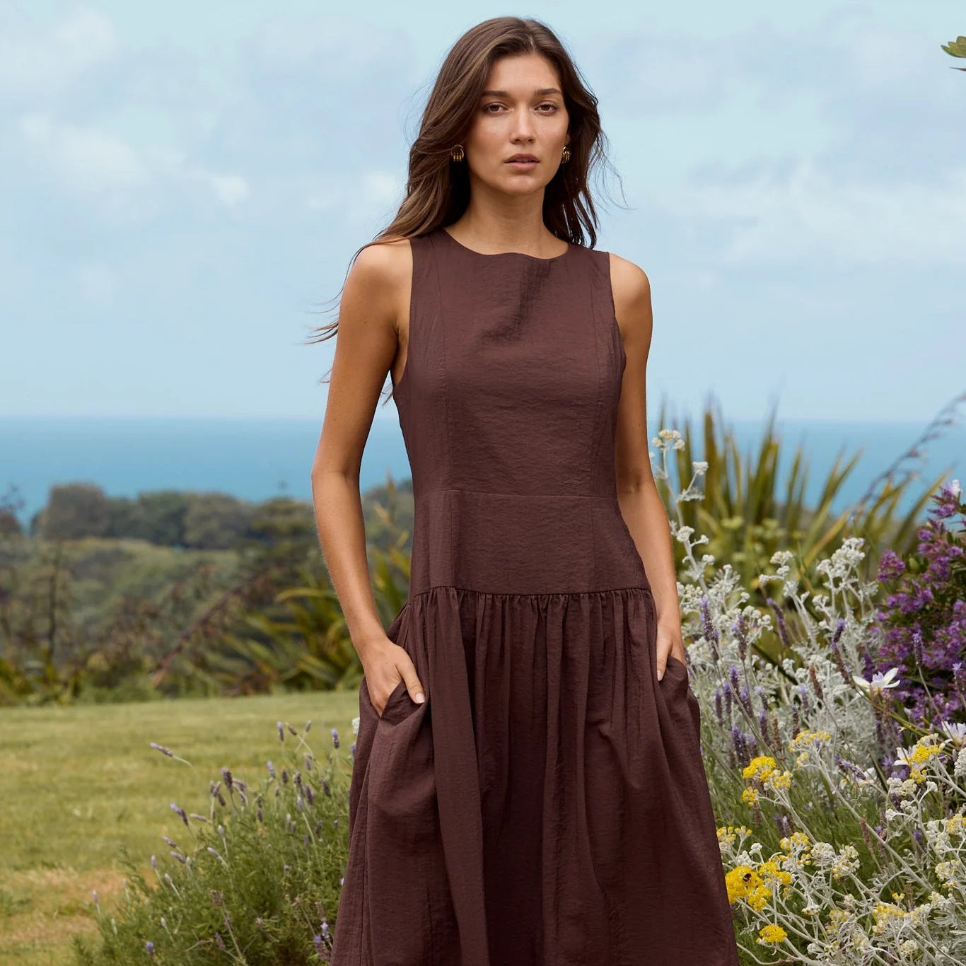 Results Sleeveless Maxi Dress - Chocolate