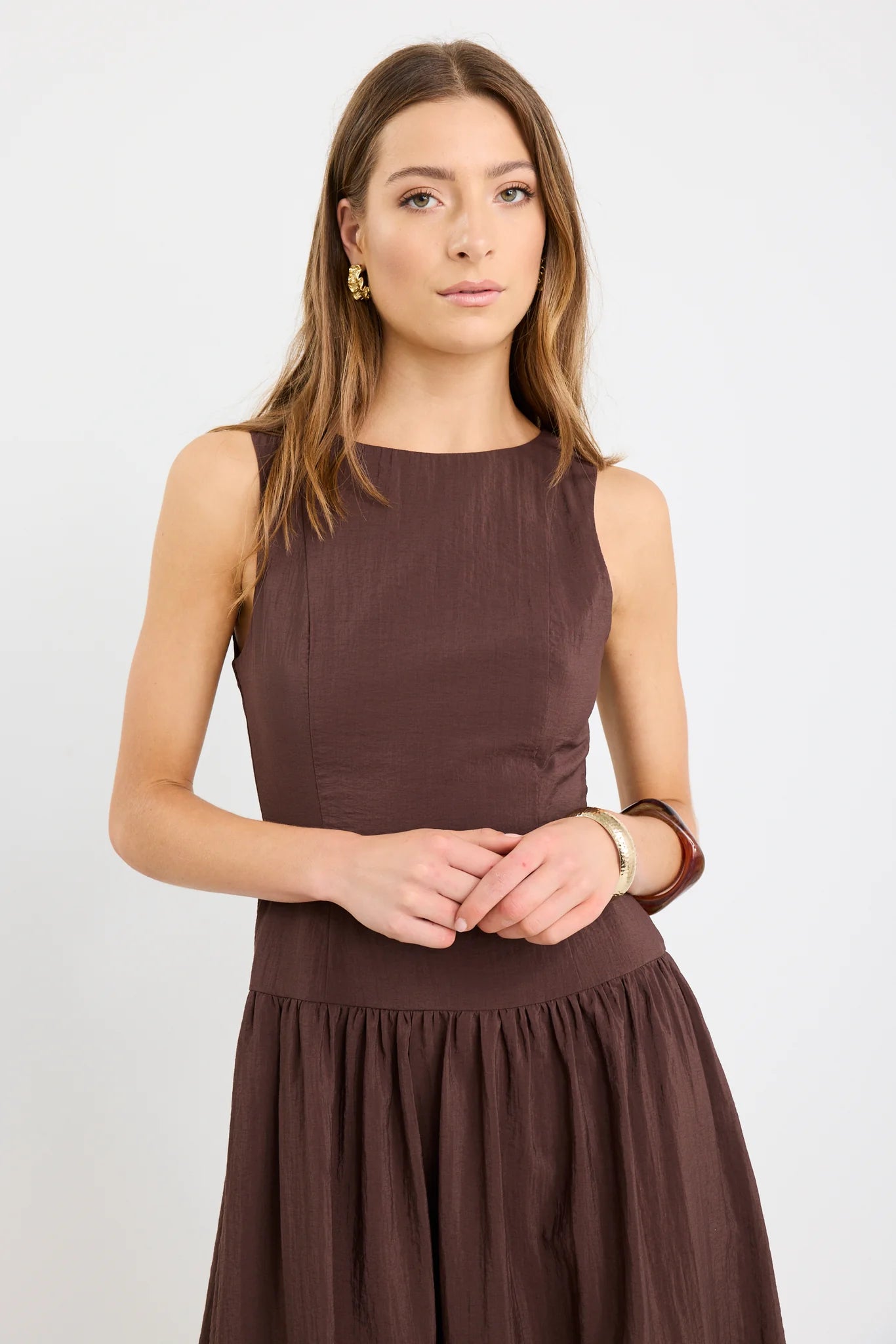 Results Sleeveless Maxi Dress - Chocolate