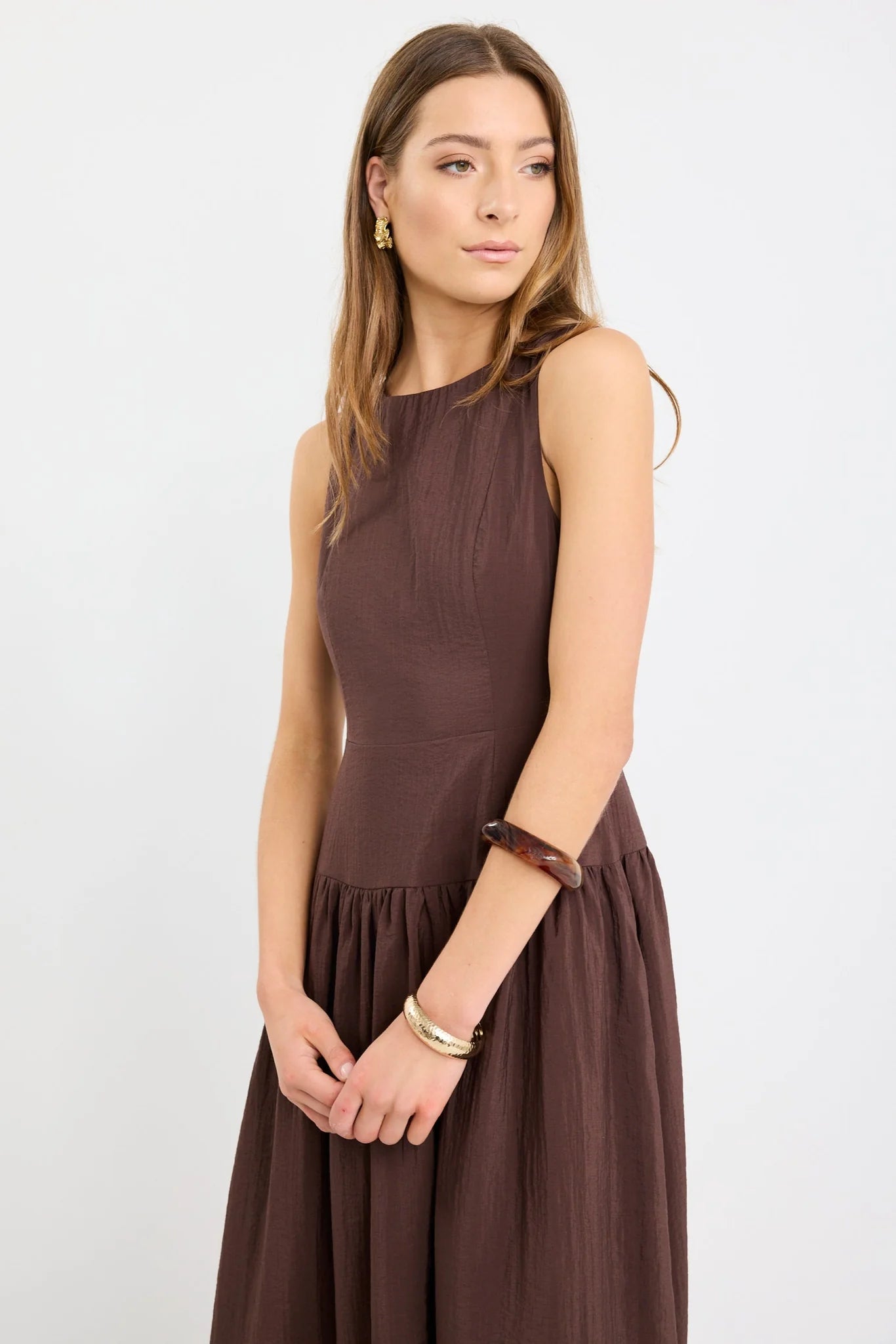 Results Sleeveless Maxi Dress - Chocolate