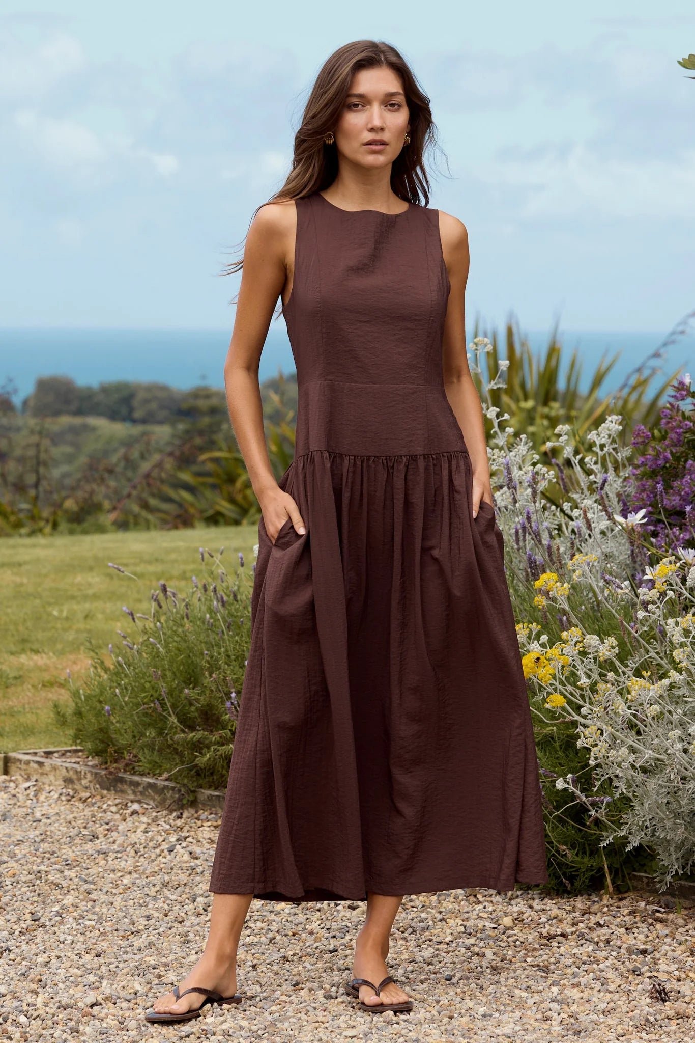 Results Sleeveless Maxi Dress - Chocolate