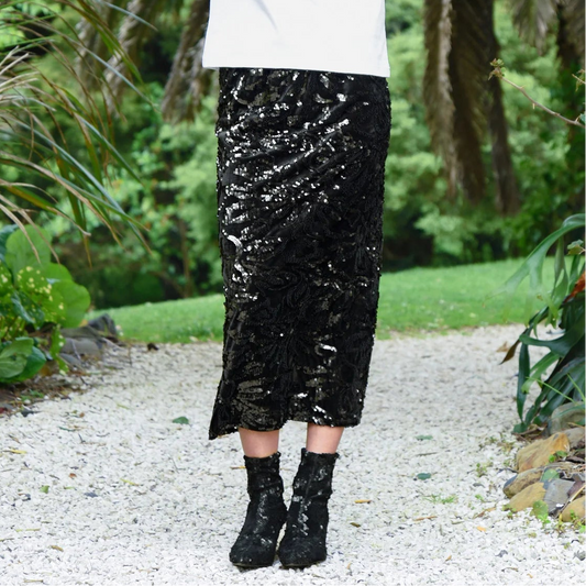 Shimmy Shimmer Skirt - Black