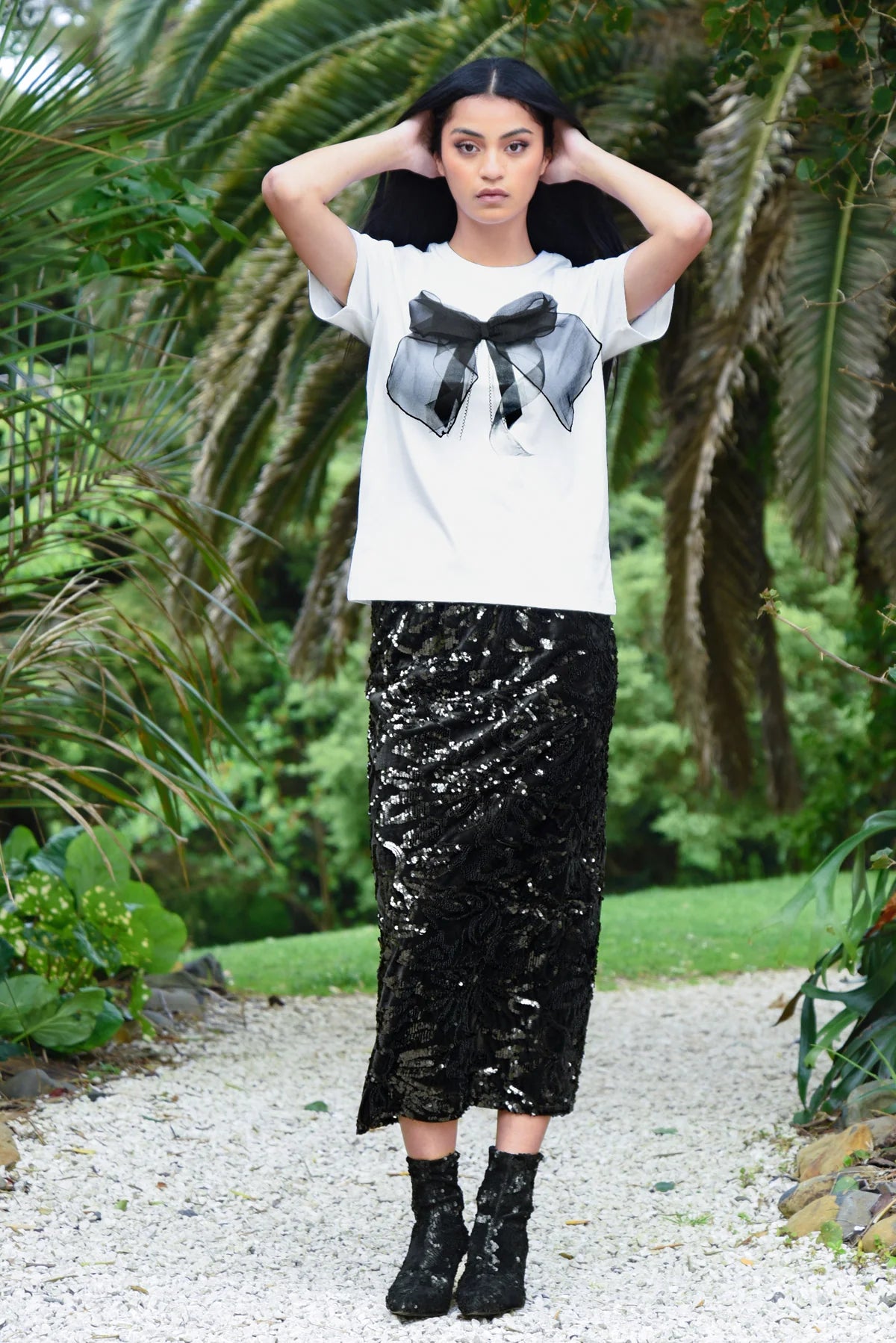 Shimmy Shimmer Skirt - Black