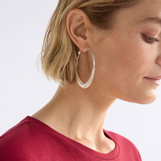 Solf Metallic Hoop Earring - Silver